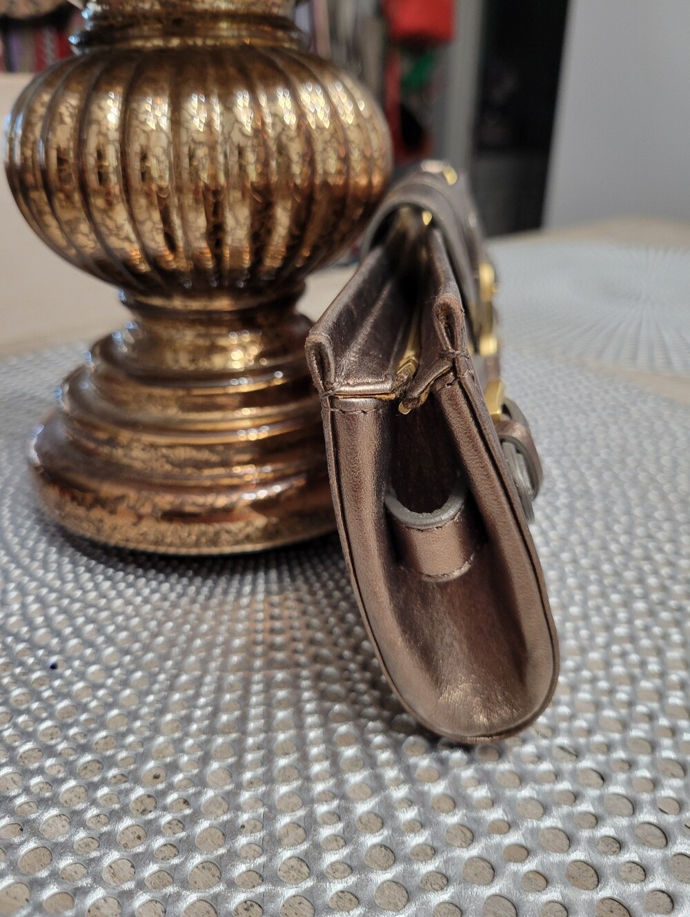 Jimmy Choo Metallic Bronze Leather Wristlet Clutch - Picture 5 of 8